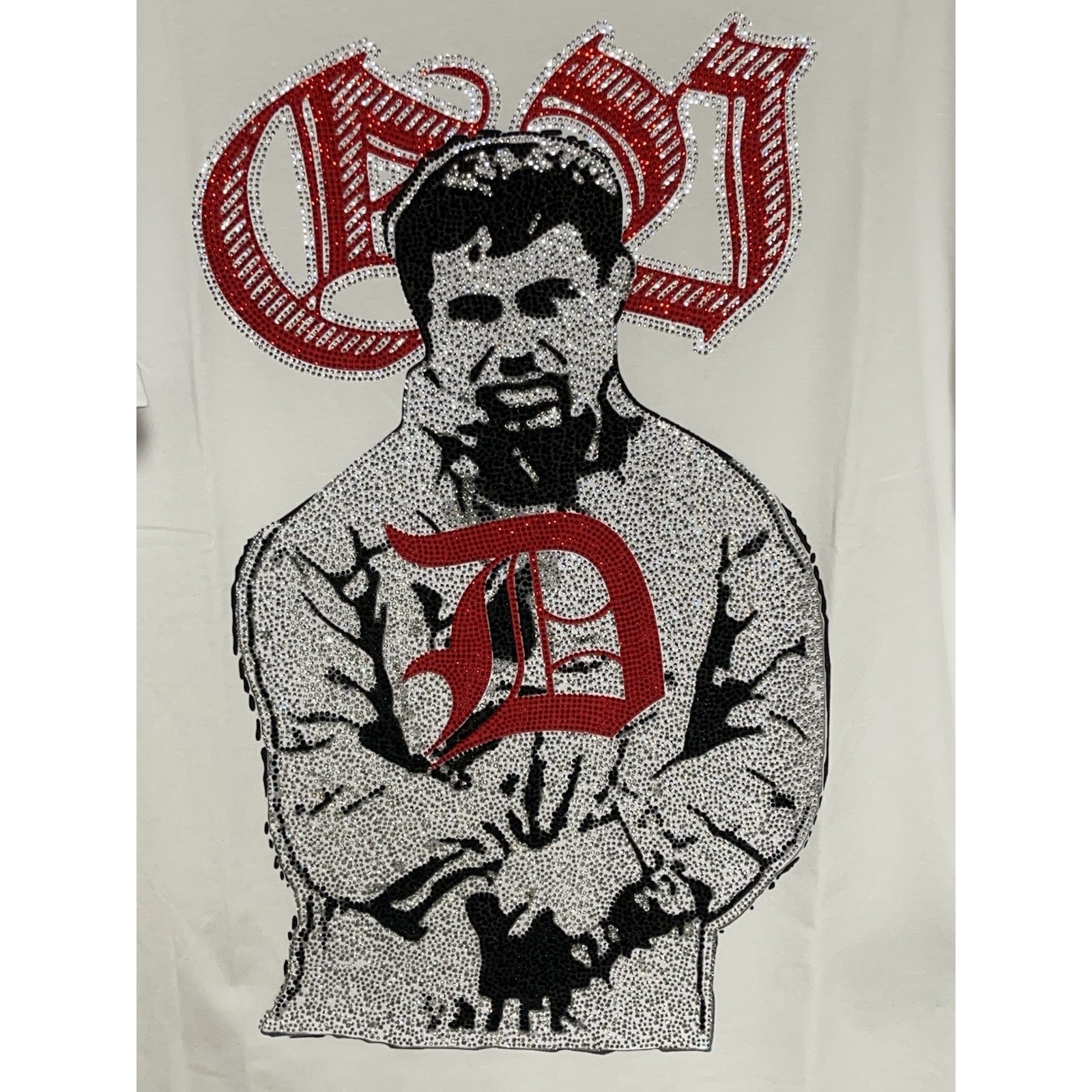 Avenue George V Shirt Men L Sinaloa El Chapo Rhinestone Fitted Tee Drug Gangster